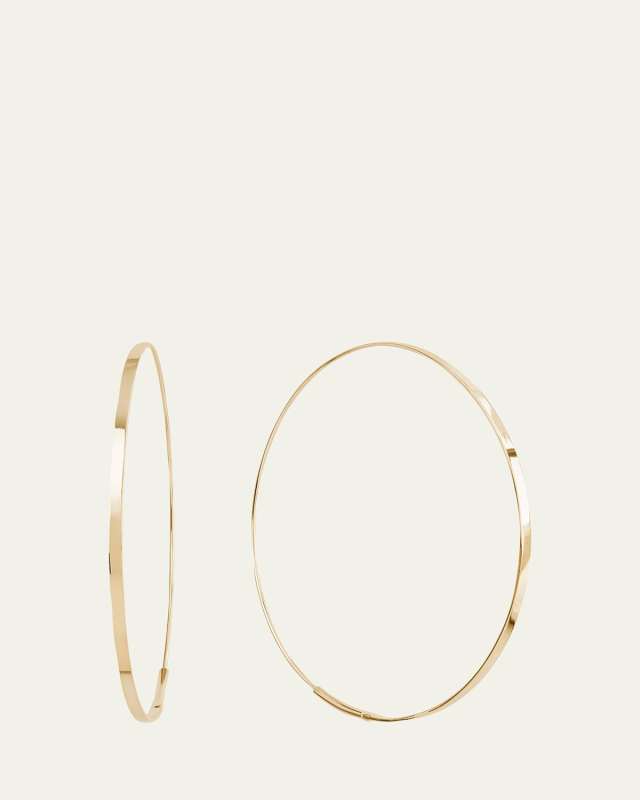 50mm Medium Flat Magic Hoop Earrings in 14K Yellow Gold
